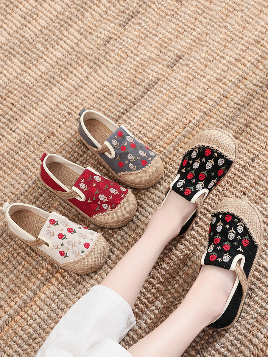 Women Summer Artsy Embroidery Linen Cotton Shoes BN1034 Ada Fashion