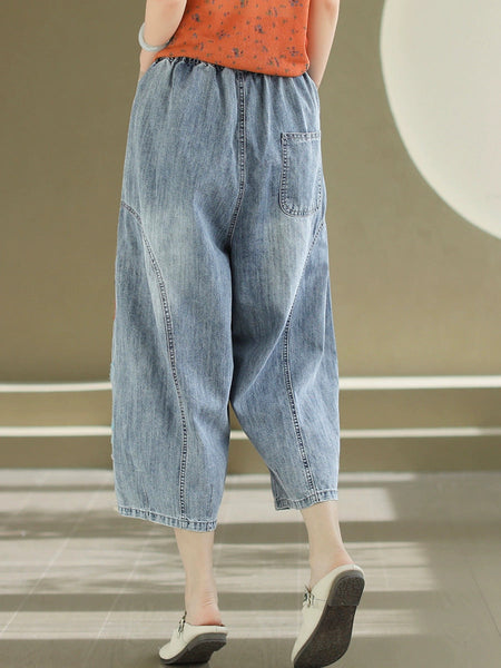 Women Artsy Flower Embroidery Denim Harem Pants AS1006 Ada Fashion