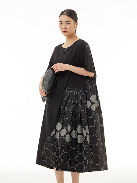 Women Casual Dot Spliced Summer Loose Dress KL1001 Ada Fashion