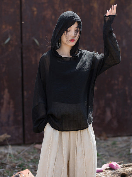 Women Summer Casual Solid Thin Hooded Sunproof Shirt CV1014 Ada Fashion