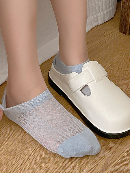 5 Pairs Women Summer Solid Cotton Short Socks RR1008 BUYKUD