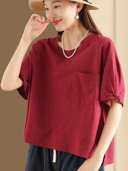 Women Summer Casual Solid Loose Cotton Shirt TY1004 Ada Fashion