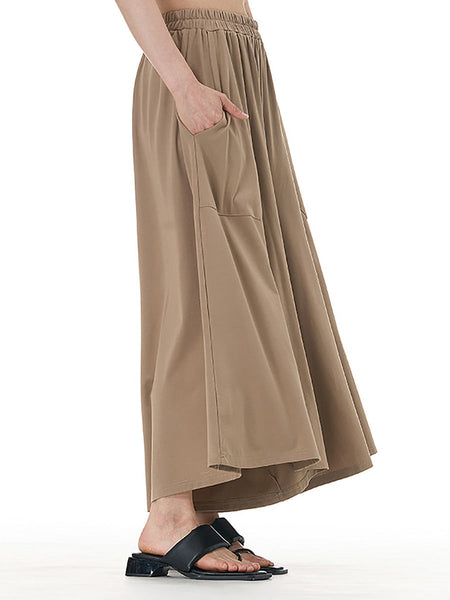 Women Summer Casual Solid Wide-leg Loose Pants FD050 BUYKUD