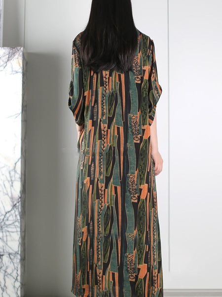 Plus Size Women Summer Vintage Spliced Maxi Dress LL053 BUYKUD