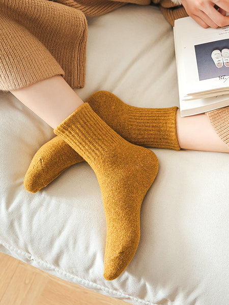 5 Pairs Women Solid Warm Wool Winter Socks BA1027 Genistyle Shop