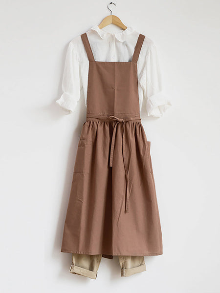 Women Casual Solid Summer Cotton Apron Dress KL1041 Ada Fashion