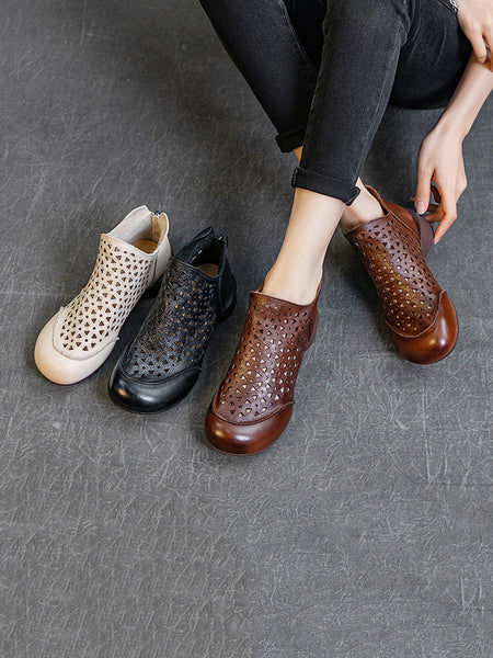Women Summer Casual Leather Soft Cutout Boots UI1029 Ada Fashion