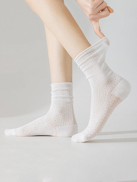6 Pairs Woen Solid Thin Cotton Socks CX002 BUYKUD