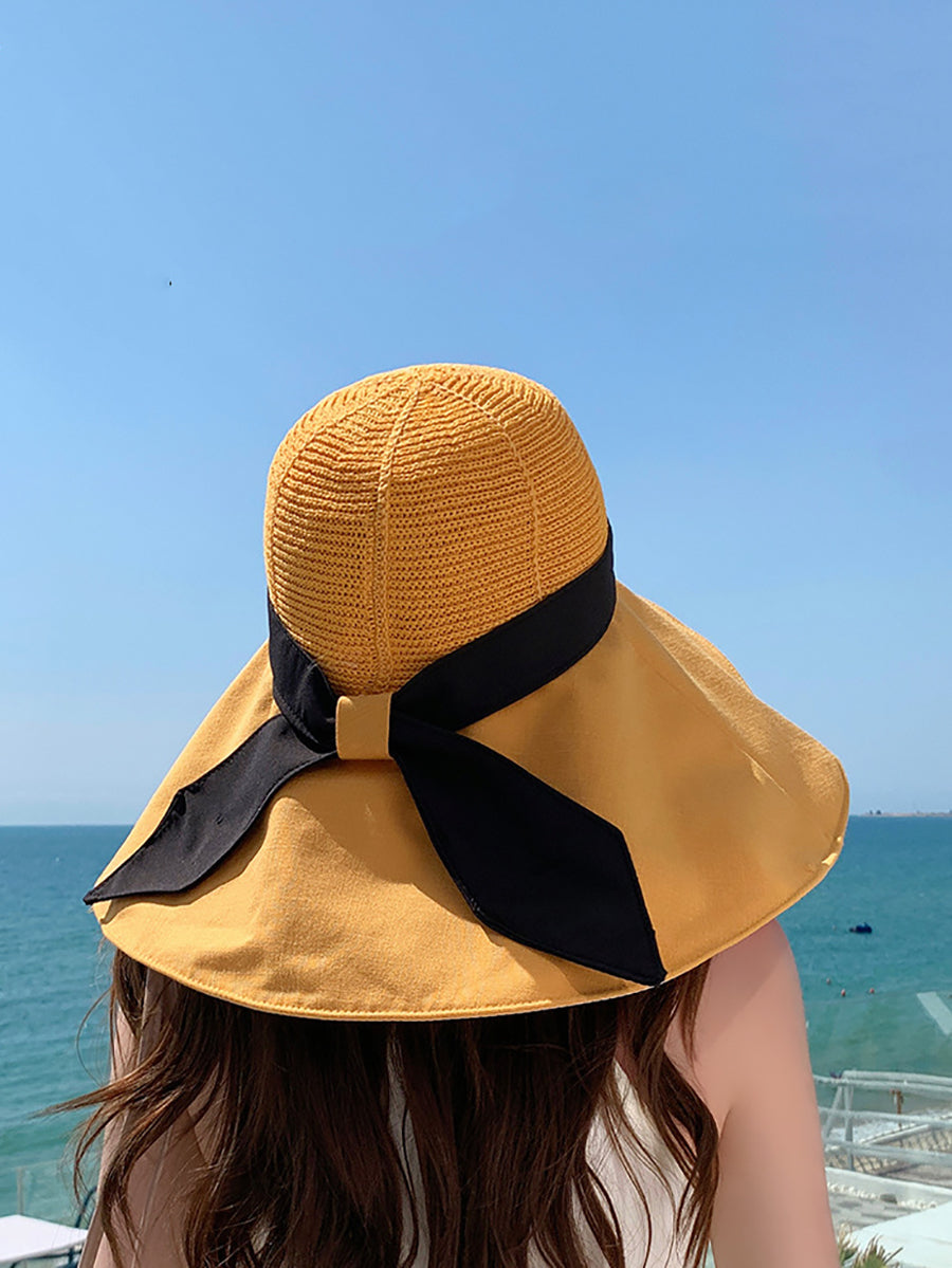 Women Summer Colorblock Large Brim Sunproof Hat WE1002 Ada Fashion