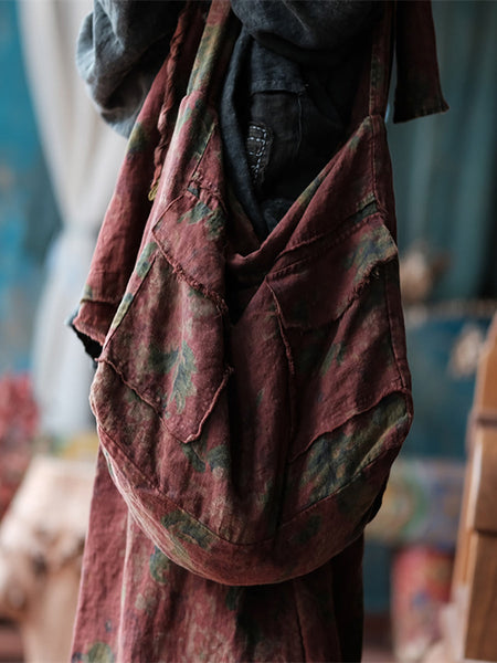 Women Retro Floral Spliced Linen Shoulder Bag AI1011 JSHY