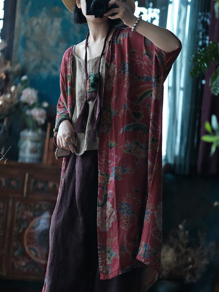 Women Vintage Flower Spring 100%Cotton Shirt Coat KL1013 Ada Fashion