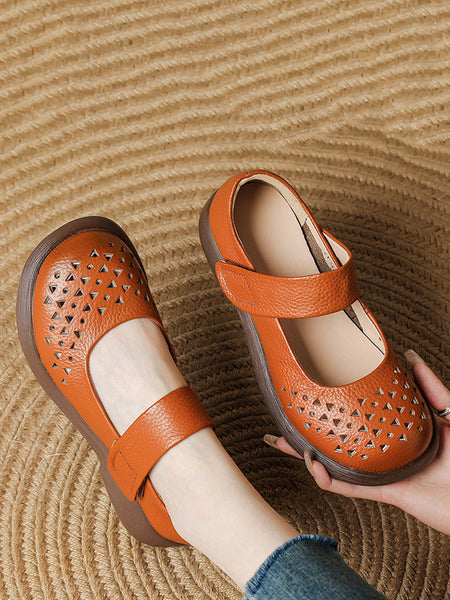 Shoes Leather Platfrom Out Vintage Hollow Women Summer FashionChic