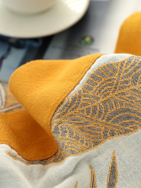 5Layer Cotton Summer Nap Leaf Jacquard Sofa Blanket TY1011 Ada Fashion