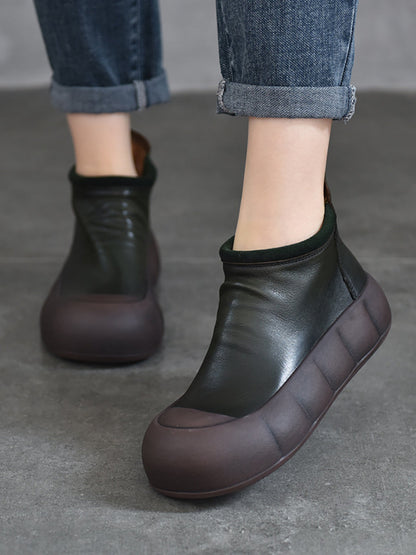 Women Vintage Autumn Soft Leather Platform Boots AS1017 TZTJ