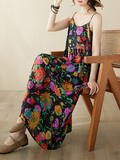 Women Artsy Summer Flower Loose Vest Dress PA1020 Ada Fashion