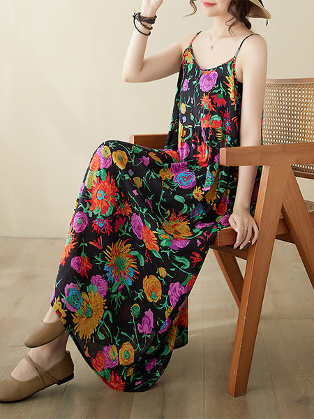 Women Artsy Summer Flower Loose Vest Dress PA1020 Ada Fashion