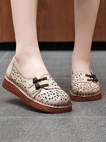 Hollow Women Out Shoes Low Heel Summer Ethnic FashionChic