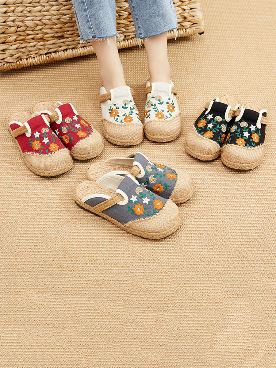 Women Summer Ethnic Flower Embroidery Slippers CC050 TACH