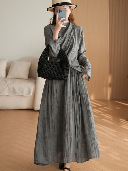 Plus Size Women Casual Solid Ramie Loose Skirt KL1030 Ada Fashion