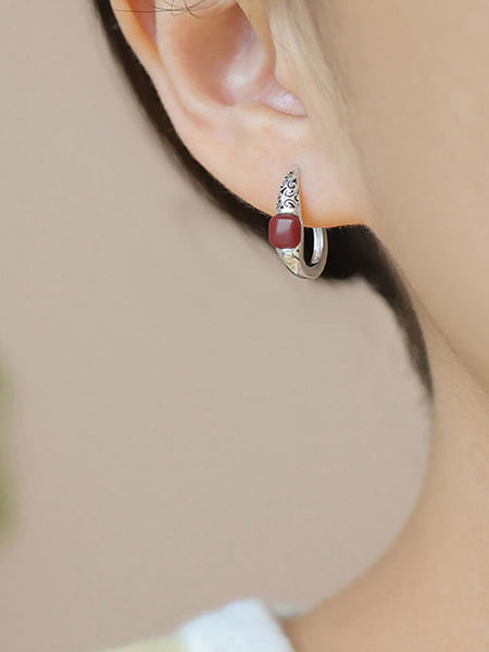 Earrings Cooper-plating Ethnic Silver Women FashionChic