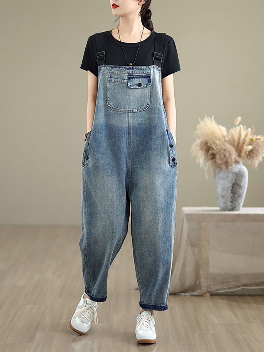 Denim Women Jumpsuits Loose Color Summer Casual Pure FashionChic
