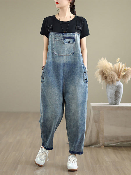 Denim Women Jumpsuits Loose Color Summer Casual Pure FashionChic
