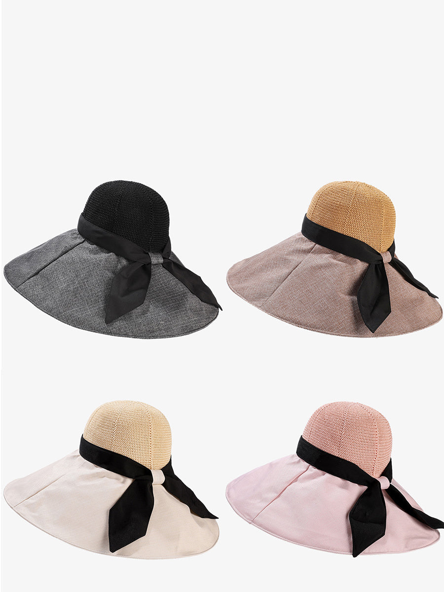 Women Summer Travel Large Brim Sunproof Spliced Hat QW1036 Ada Fashion