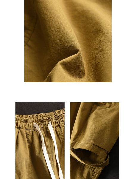 Women Summer Casual Solid Pocket Loose Cotton Fifth Pants FD022 ZMMM