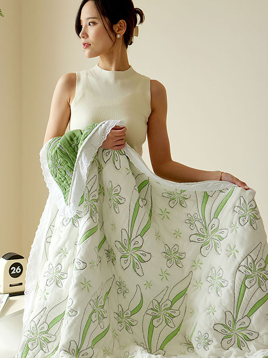 Summer Nap Flower Jacquard Lace Spliced Qulit IO1020 Ada Fashion