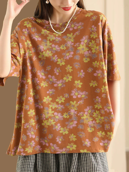 Women Casual Summer Floral Cotton Shirt AA1035 Ada Fashion
