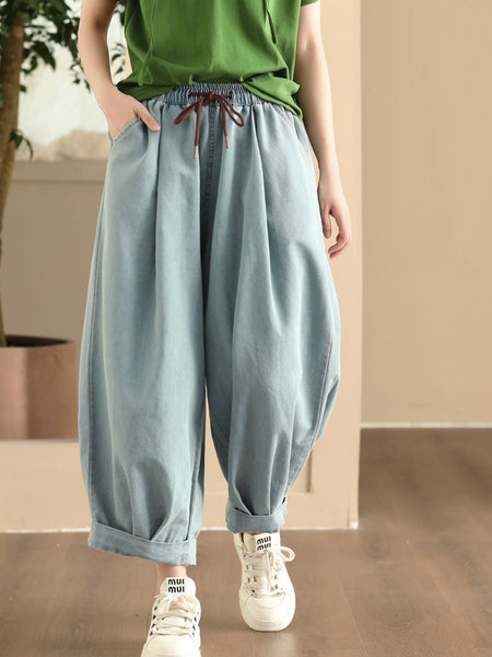 Women Summer Casual Solid Denim Loose Harem Pants FD003 ZMMM