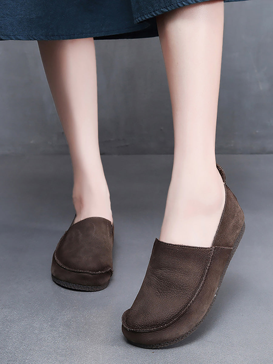 Leather Retro Solid Summer Falt Women Shoes FashionChic