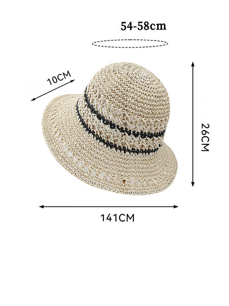 Women Casual Stripe Straw Weave Sunproof Hat CX021 NKMZ