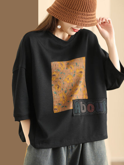 Women Summer Flower Spliced Pullover Shirt CO1012 Ada Fashion