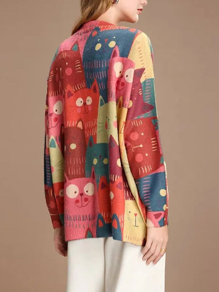 Women Spring Cute Cat Knitted Cardigan Sweater PA1005 Ada Fashion