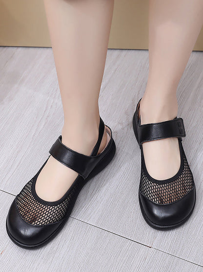 Women Summer Casual Solid Leather Low Heel Sandals AS1057 Ada Fashion