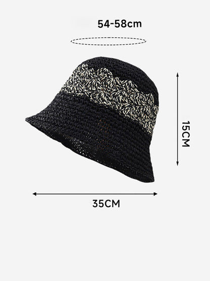 Women Summer Artsy Straw Weave Colorblock Fishman Hat CX049 BUYKUD