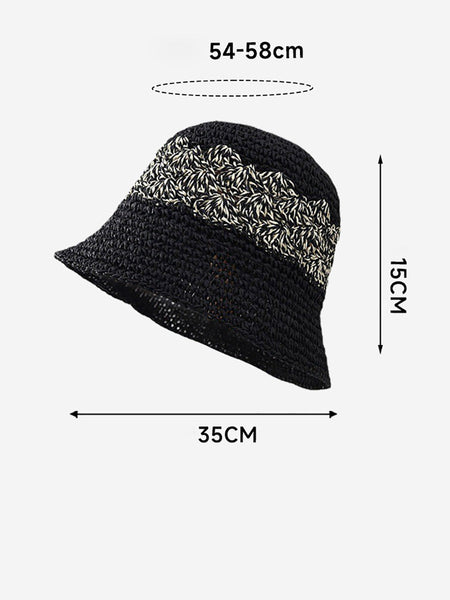 Women Summer Artsy Straw Weave Colorblock Fishman Hat CX049 BUYKUD