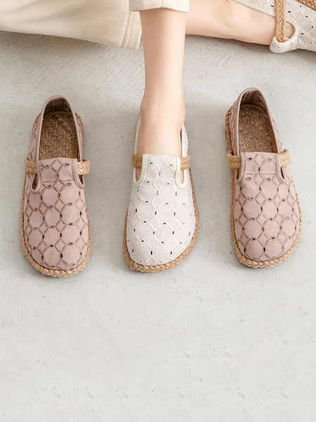 Summer Out Flat Hollow Shoes Casual Cotton Women FashionChic