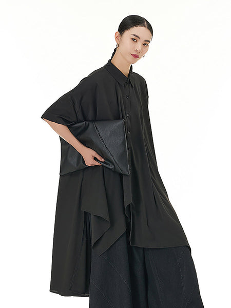 Women Casual Summer Dot Irregular Hem Loose Shirt KL1002 Ada Fashion