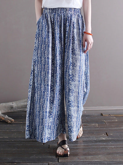 Women Summer Ethnic Batik Wide-leg Loose Pants LL001 XIM