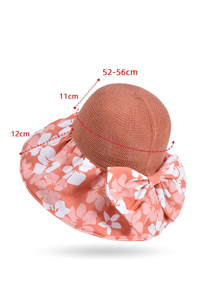 Women Summer Flower Spliced Bowknot Sunproof Hat AA1028 Ada Fashion