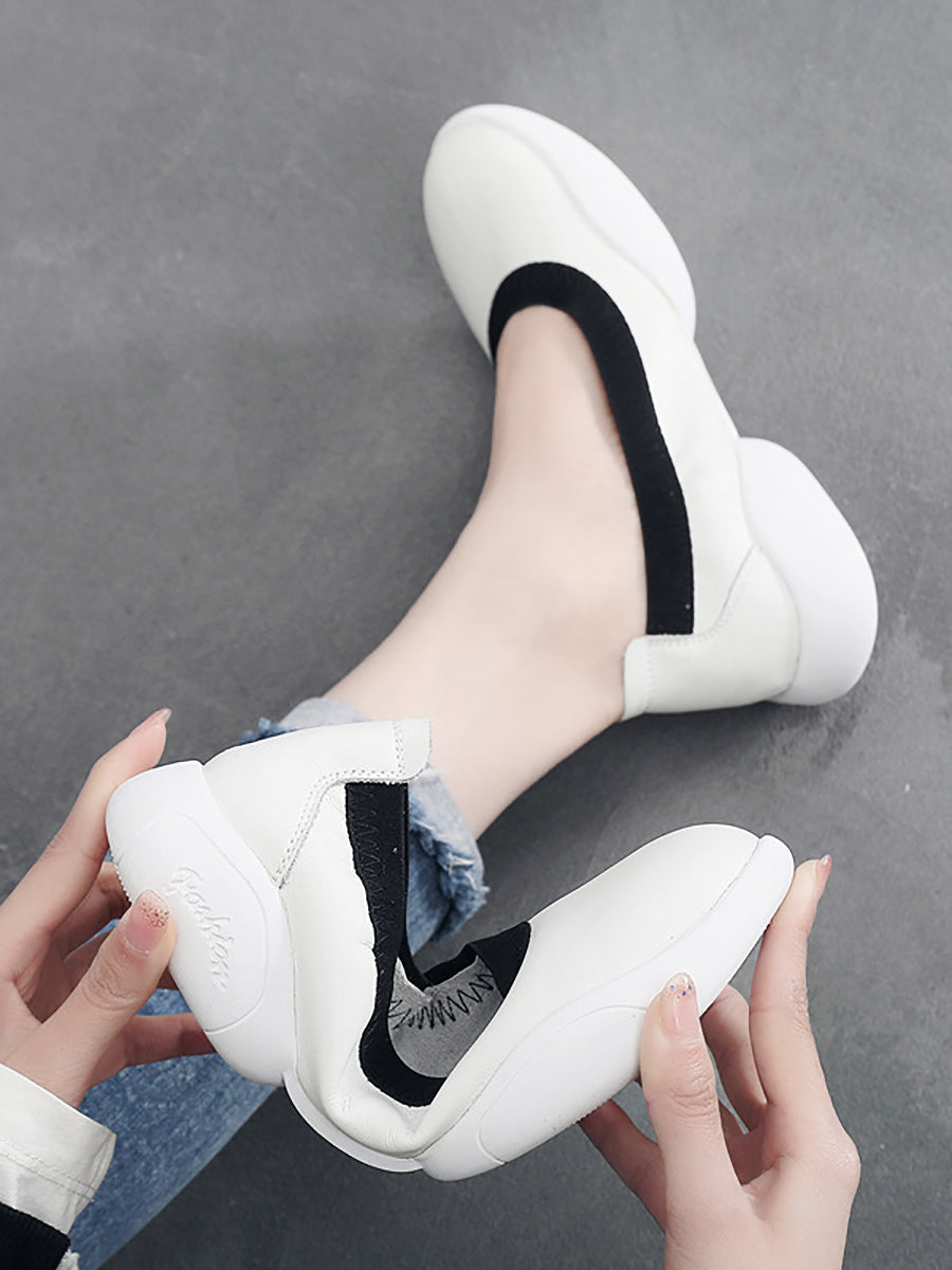 Women Summer Casual Leather Solid Low-Heel Shoes UI1017 Ada Fashion