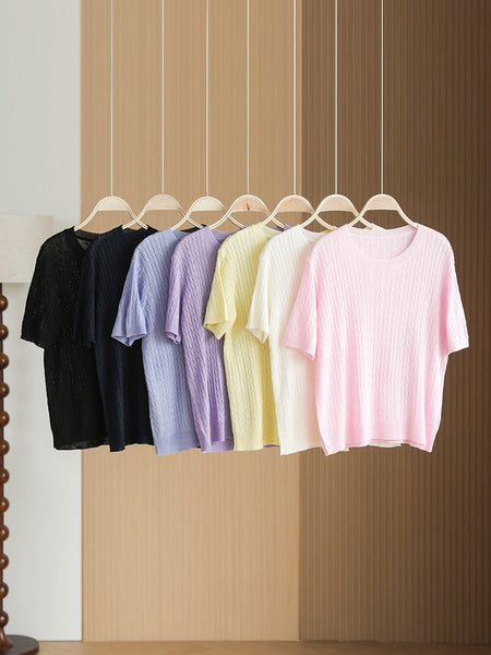 Women Summer Casual Knitted O-Neck Shirt CX035 ZMMM