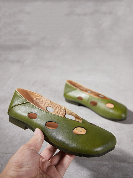 Women Summer Casual Solid Leather Cutout Soft Shoes IO1029 Ada Fashion