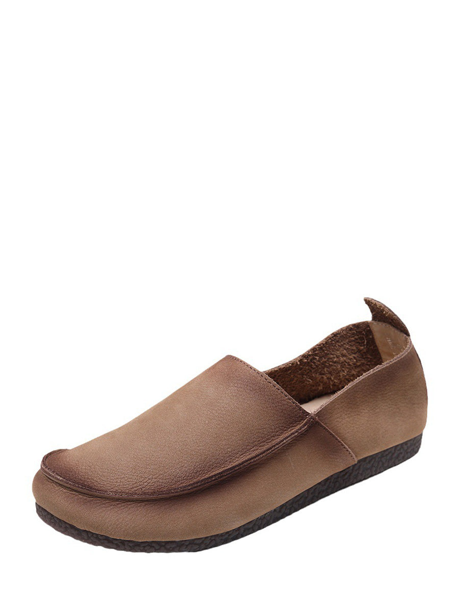 Leather Retro Solid Summer Falt Women Shoes FashionChic
