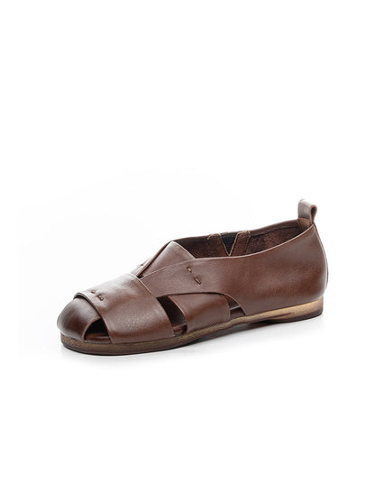 Vintage Flat Women Genuine Leather Sandals FashionChic