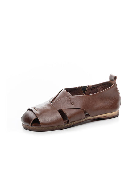 Vintage Flat Women Genuine Leather Sandals FashionChic