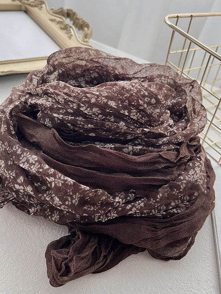 Women Retro Floral Colorblock Cotton Linen Shawl Scarf BA1020 Genistyle Shop