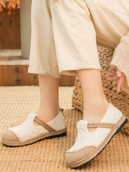 Women Ethnic Summer Linen Cotton Flat Shoes KL1035 Ada Fashion